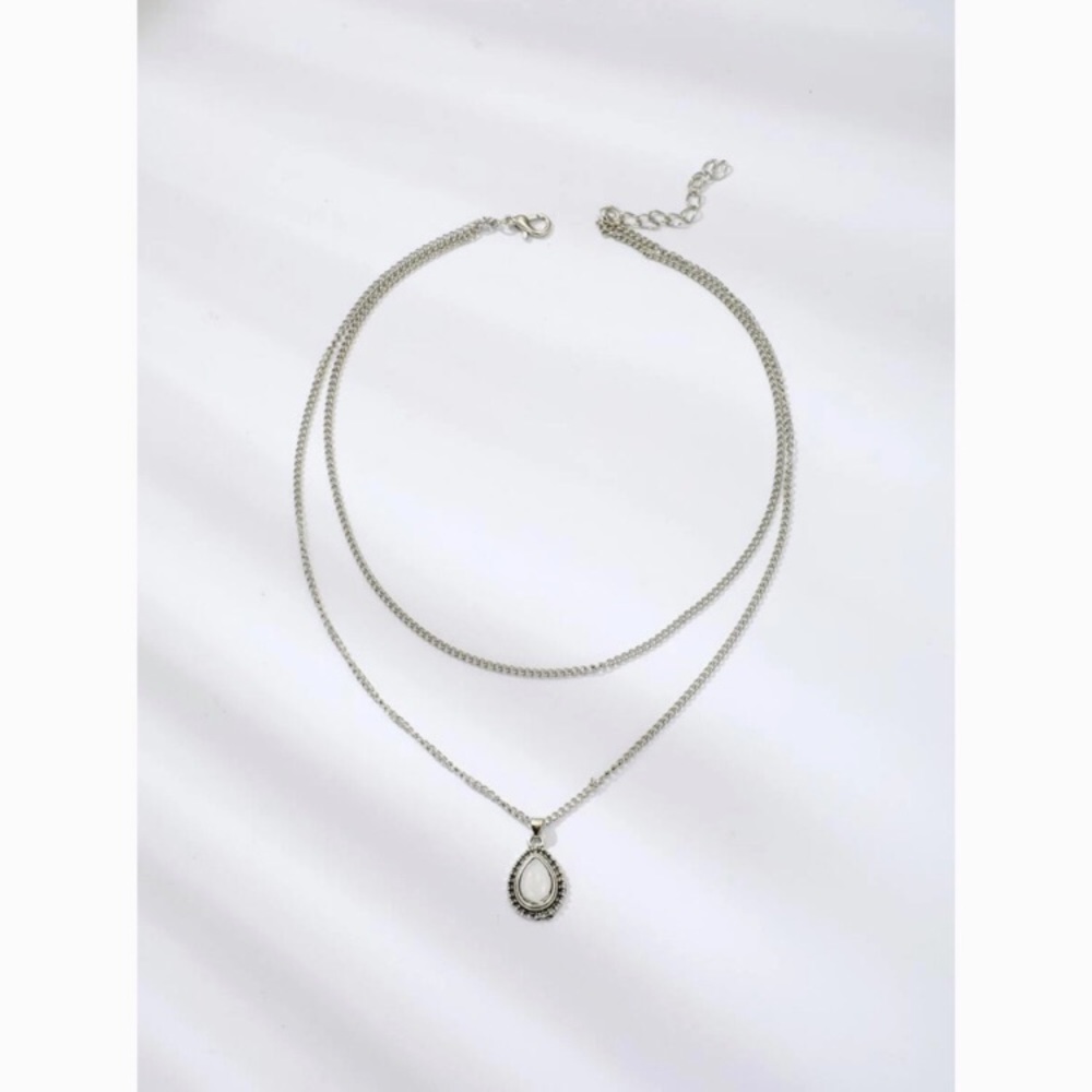 “Soulmate” Moonstone Gem Layered Indie Necklace - Picture 4 of 8